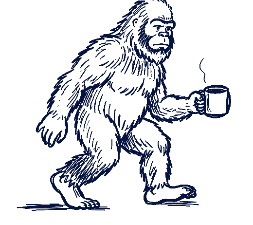 Bigfoot holding a mug idea image